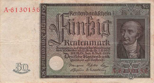 50 Rentenmark 1934 Ro.165 A